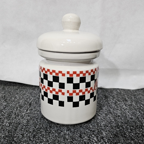 Vintage 7in Coca-Cola 1996 By Gibson Checker Board Sugar Jar Canister - Picture 2 of 6